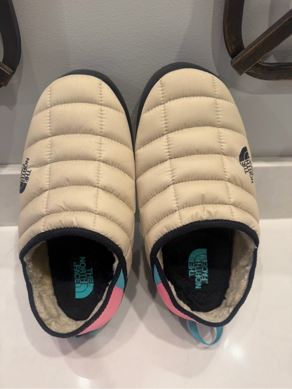 The North Face Insulated Slip-On Slippers in Cream